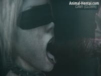 Blindfolded hentai slut gets sucks a zombie's dick